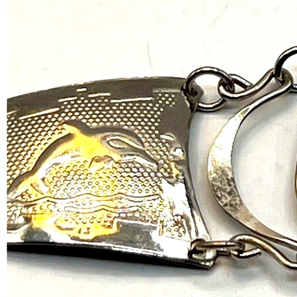 Vintage Mexican Alpaca Silver Bracelet With Genuine Lapis Drop Pendant - Picture 6 of 7